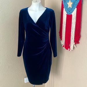 Ralph Lauren Stretch Velvet Sheath Dress | 8P | NAVY